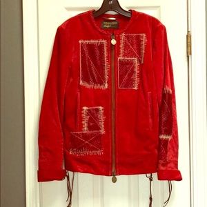 Beautifully detailed red leather Jacket